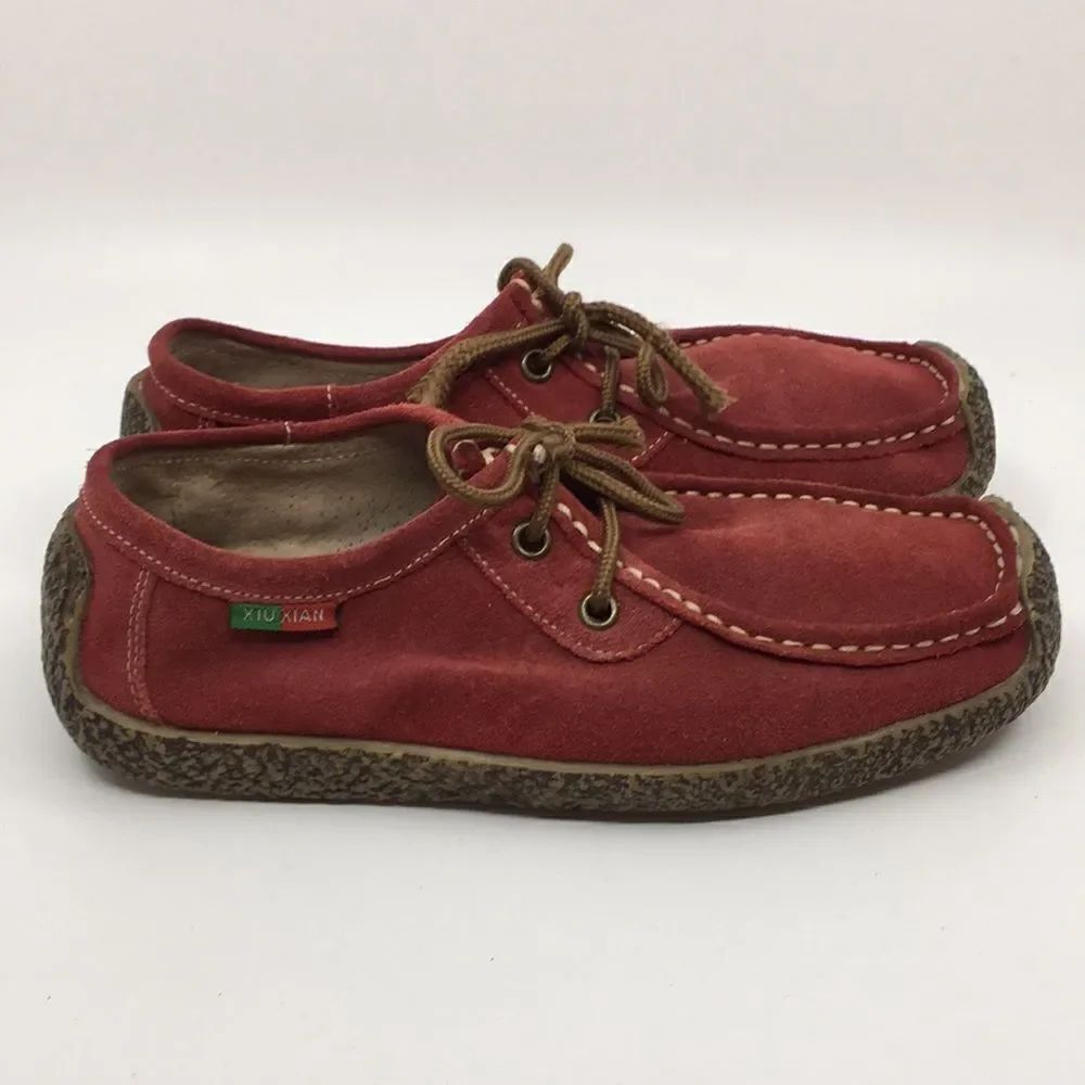 Xiu Xian Women Casual Lace-up Suede Flat Sneaker Shoes 015-240 Size 7